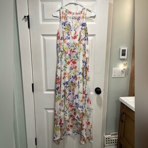 Calvin Klein - ruffle a-line floral white summer dress, size 6